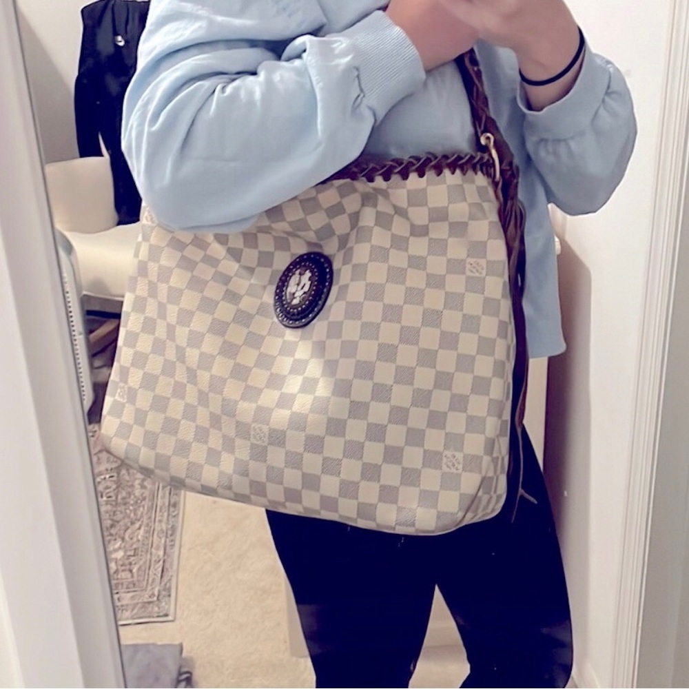 Louis Vuitton Damier Azure Delightful Hobo with Brown Tassles Turquoise - Picture 8 of 8